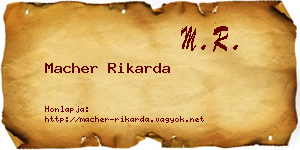Macher Rikarda névjegykártya